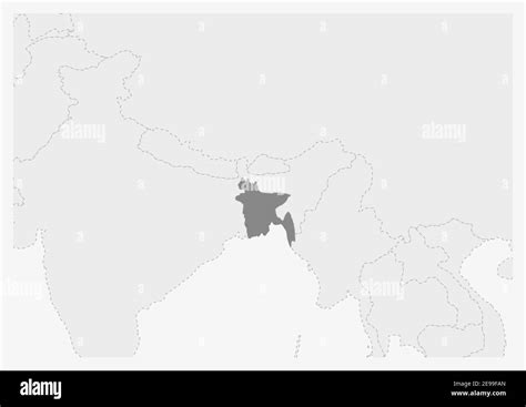 Map of Asia with highlighted Bangladesh map, gray map of Bangladesh ...