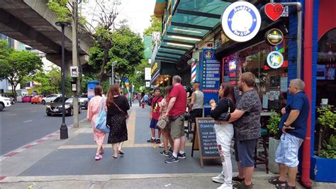 4K Walking Downtown Bangkok On Sunday Asok BTS Station To