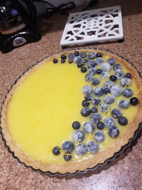 Homemade Lemon Curd Tart With Sugared Blueberries Rfood