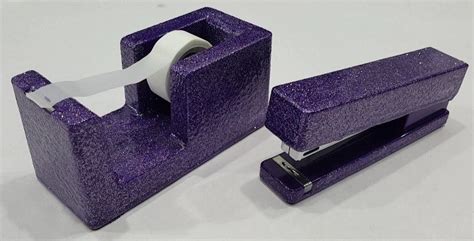 Purple Stapler And Tape Dispenser Glitter My World Tape Dispenser