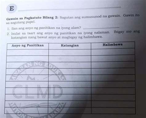 Gawain Sa Pagkatuto Bilang 2 Sagutan Ang Sumusunod Na Gawain Gawin