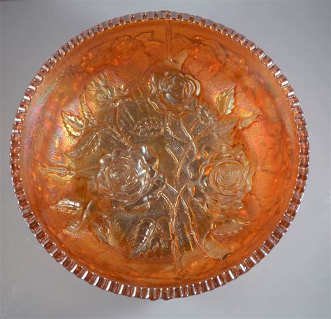 Vintage Antique Imperial Carnival Glass Marigold Lustre Rose Footed Bo Christiescurios