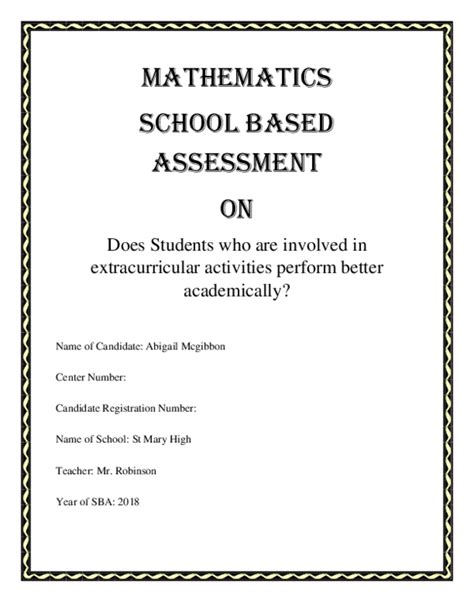 Cxc Math Sba Sample