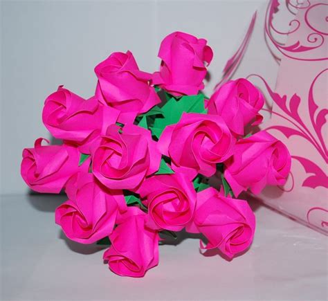 Dozen Origami Rose Bouquet Paper Rose Bouquet Origami - Etsy | Paper ...