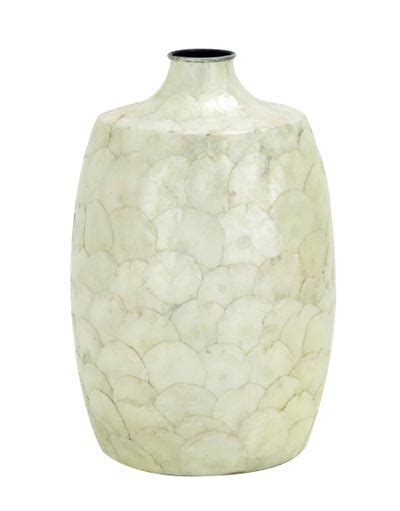 Capiz Shell White Vase Globe Imports