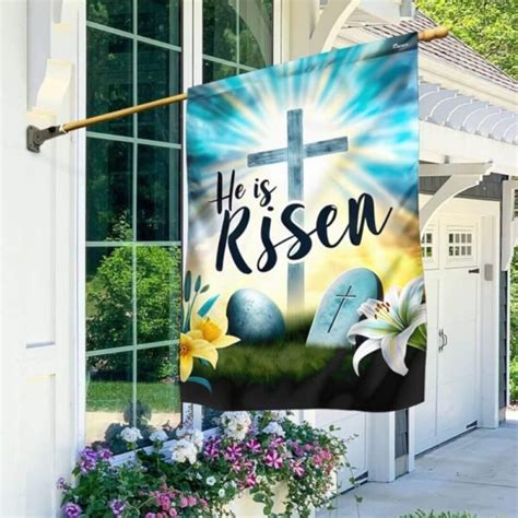 Easter Christian Cross Resurrection Of Jesus He Is Risen Flag Easter