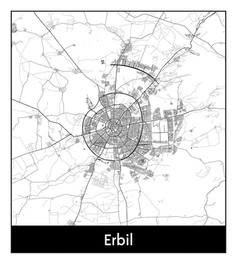 Premium Vector | Minimal city map of Erbil (Iraq, Asia)