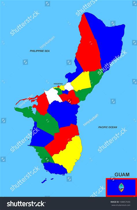 Very Big Size Guam Political Map 库存插图 108857690 Shutterstock