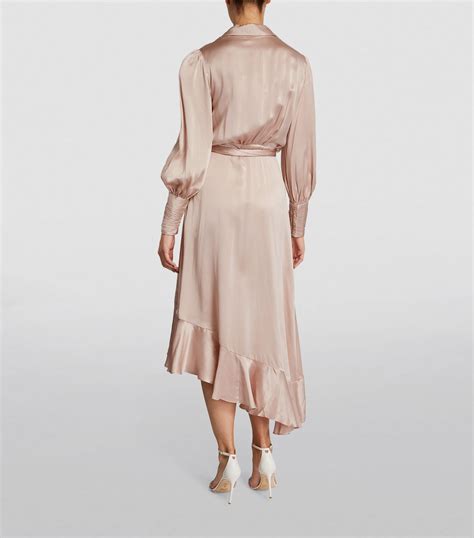 Womens Zimmermann Pink Silk Wrap Midi Dress Harrods Countrycode