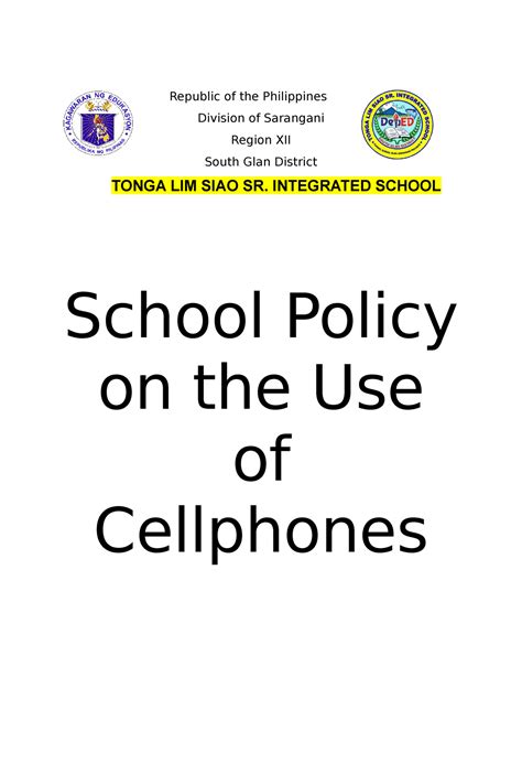 School Policy on the Use of Cellphones - Republic of the Philippines ...