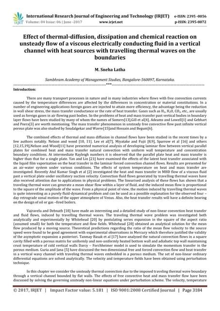 irjet effect  thermal diffusion dissipation  chemical reaction
