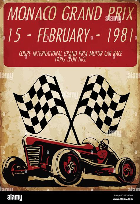 vintage race car for printing.vector old school race poster.retro race ...