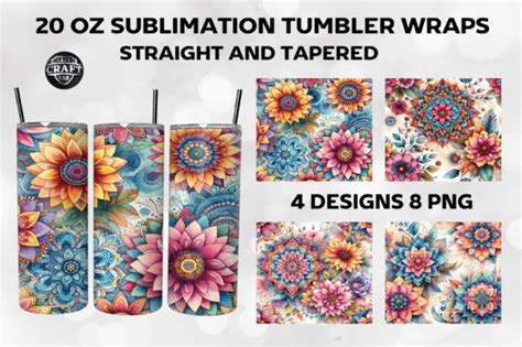 Mandala Flowers Tumbler Wrap Oz Png Graphic By Lazycraftlab