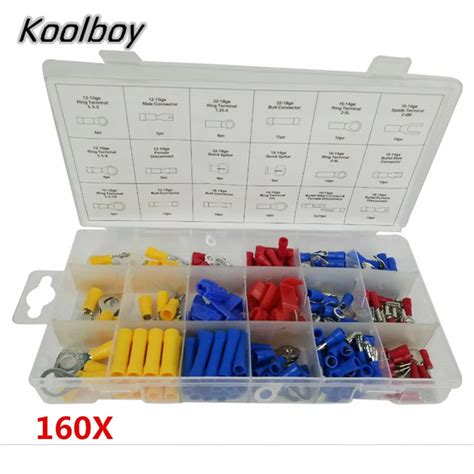 160Pcs/set High Quality Assorted Insulated Spade Crimp Terminal Electrical Wire Connector Set ...