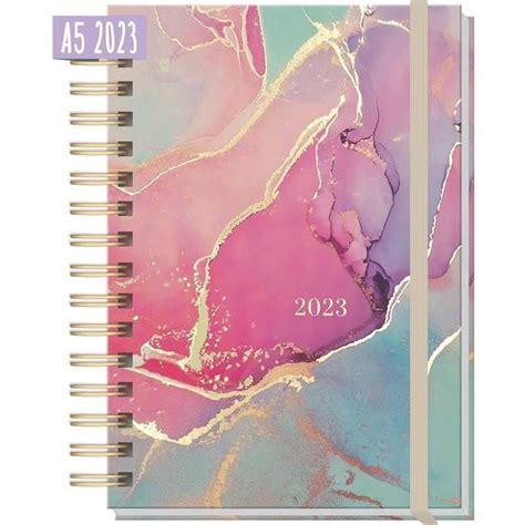 Agenda International 2023 A5 Silky Pink Reliure Spirale 4 Langues