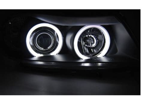 Juego De Faros Delanteros Bmw E90 E91 03 05 08 08 Ojos De Angel Ccfl Negro