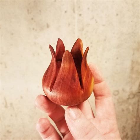 Turned And Carved Tulip Cedar Turning Wooden Flowers Wood