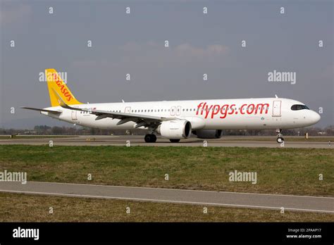 A Pegasus Airlines Airbus Neo Taxiing At Milan Bergamo Orio Al