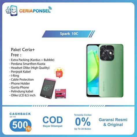 Jual Tecno Spark 10C 4 64GB UNISOC Tiger T606 Android 12 Garansi Resmi