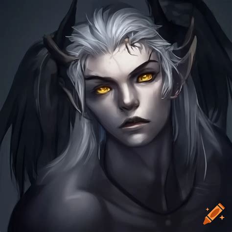 Detailed Portrait Of A Male Demon With Horns