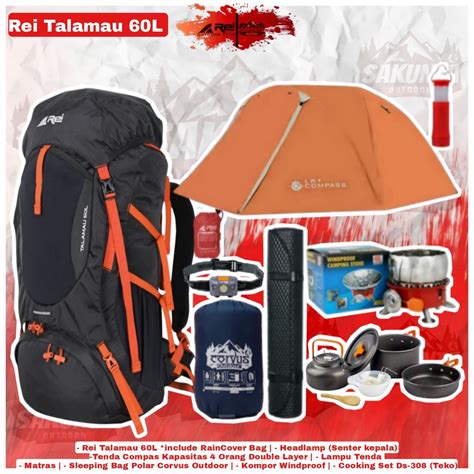 Jual Paket Hemat Carrier Rei Arei Talamau 60l Tenda Compass Double