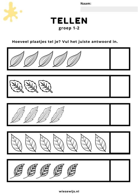 Werkblad Tellen Groep Plaatjes Tellen Thema Herfst Wiesewijs