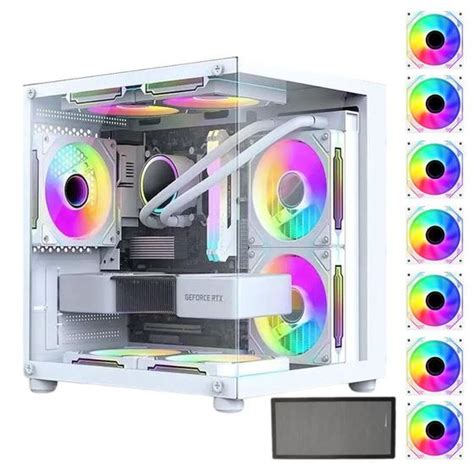 Gabinete Gamer Aquário Branco 7 Fans Rgb Micro Mini Atx HAYOM