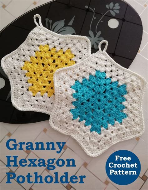 Crochet Granny Hexagon Potholder Free Pattern Crochet Potholder