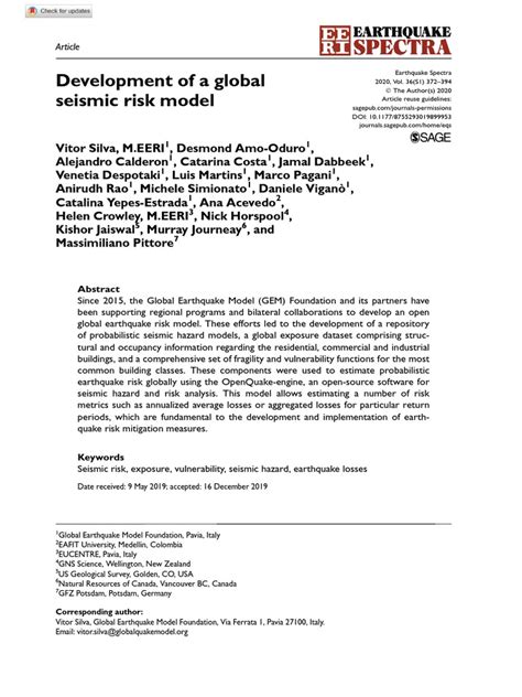 Development of A Global Seismic Risk Model | PDF | Earthquakes | Risk