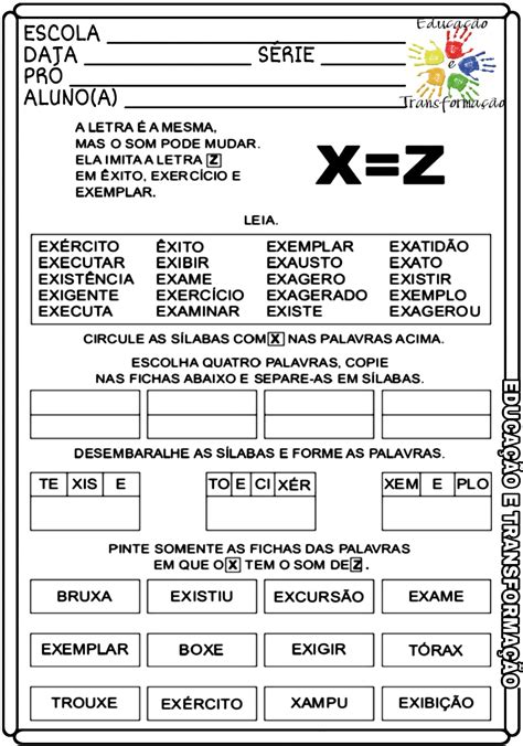 Palavras Escritas Com X Com Som De Cs