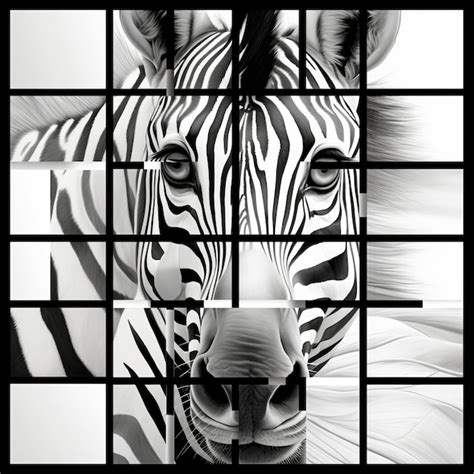Premium Photo | Monochromatic Zebra A Stunning Grid Of Black And White