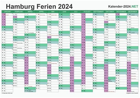 Ferien Hamburg Ferienkalender Bersicht