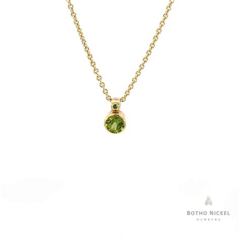 Kette Aus 18 Karat Gold Mit Einem Runden Peridot Botho Nickel