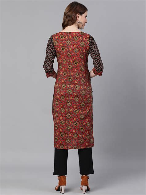 Buy Jaipur Kurti Women Red Ethnic Motifs Printed Kurta Online At Best