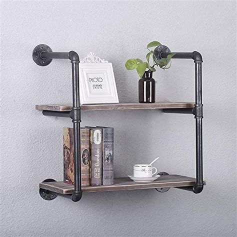 Furniture Gwh Industrial Pipe Shelving Wall Mounted In Rustic Metal