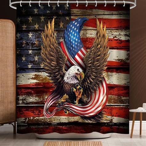 Aperturee 72x72 Inch American Flag Patriotic Shower Curtain