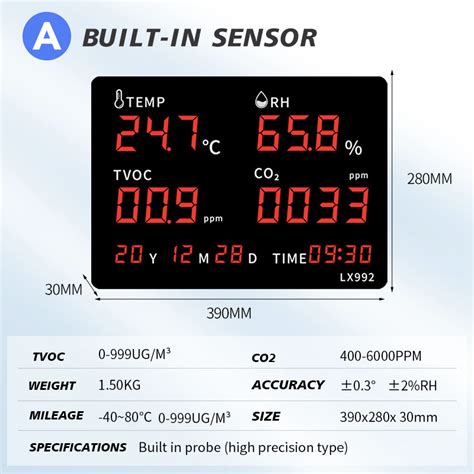 Indoor Air Quality Meter Monitor Co Temperature Humidity Detector