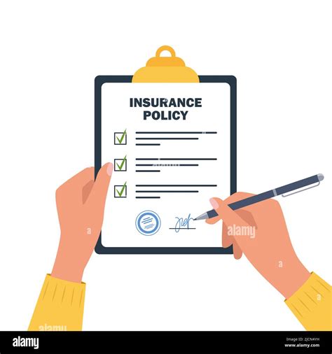 Person Signs An Insurance Policy Holding Clipboard In Hand Man