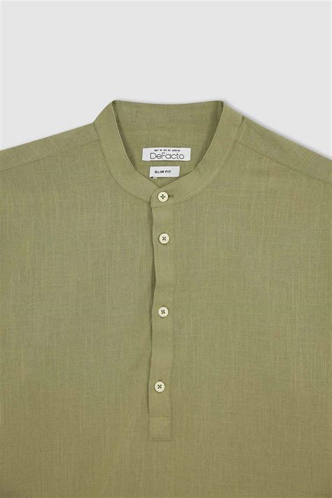 Khaki Man Slim Fit Classic Collar Long Sleeve Shirt 2766452 Defacto