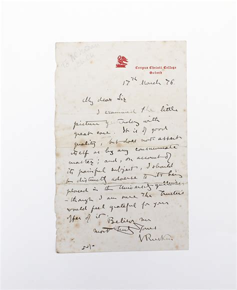 An Original Hand Written And Signed Letter By Philosopher John Ruskin