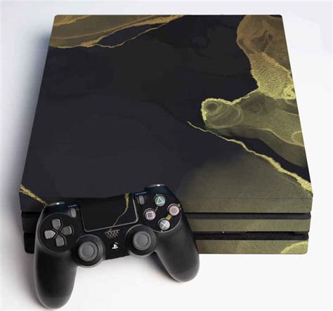 Elegante Ps4 Klistermærker I Sort Og Guld Tenstickers