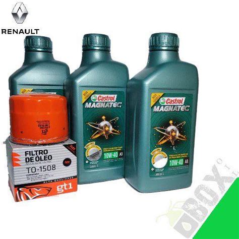 Kit troca de óleo 10w40 castrol filtro sandero 1 0 12v 2017 2021