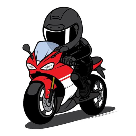 Biker Get Ready Start Race Motocicleta Dibujos Animados Vector Premium