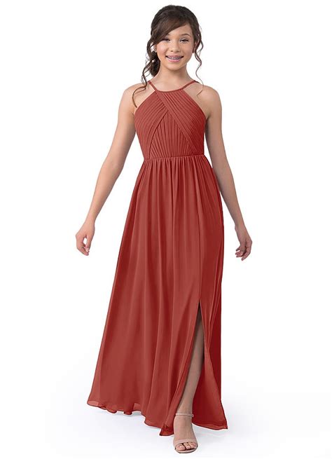 Terracotta Azazie Leighton JBD Junior Bridesmaid Dresses Azazie