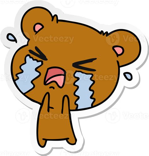 Mano Dibujado Pegatina Dibujos Animados De Un Linda Llorando Oso 40550434 Png