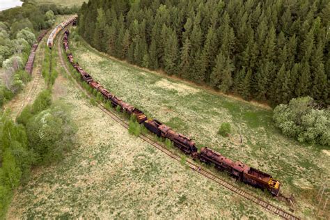 An abandoned cemetery of Soviet steam locomotives. Until 1967, it was ...