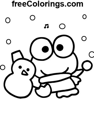 Keroppi Avec Bonhomme De Neige Coloriages Gratuits Imprimer