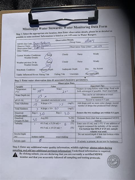 Water Quality Testing Data For Bayou Bonfouca At Heritage Park Bayou