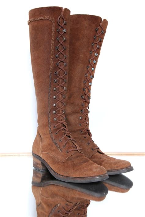 Brown Suede Lace Up Riding Boot 7 5 By Blackgatestudio On Etsy