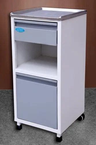 White And Grey Mild Steel Deluxe Hospital Bedside Locker For Hospitals